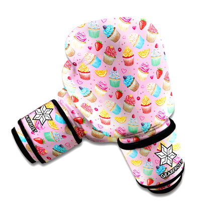 Watercolor Cupcake Pattern Print Boxing Gloves