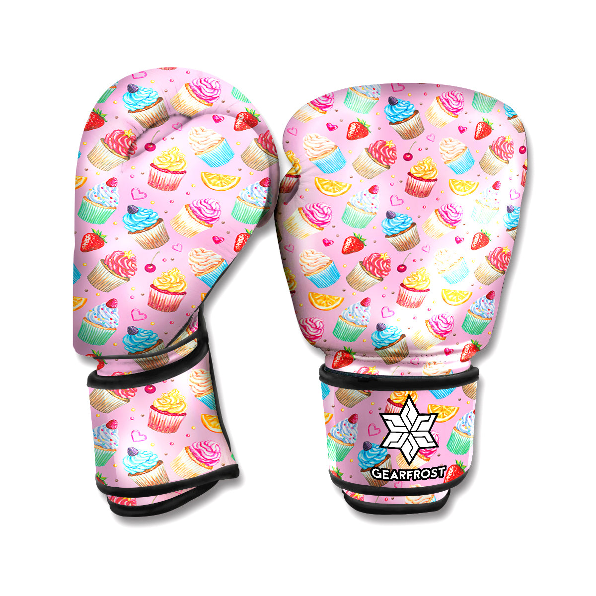 Watercolor Cupcake Pattern Print Boxing Gloves