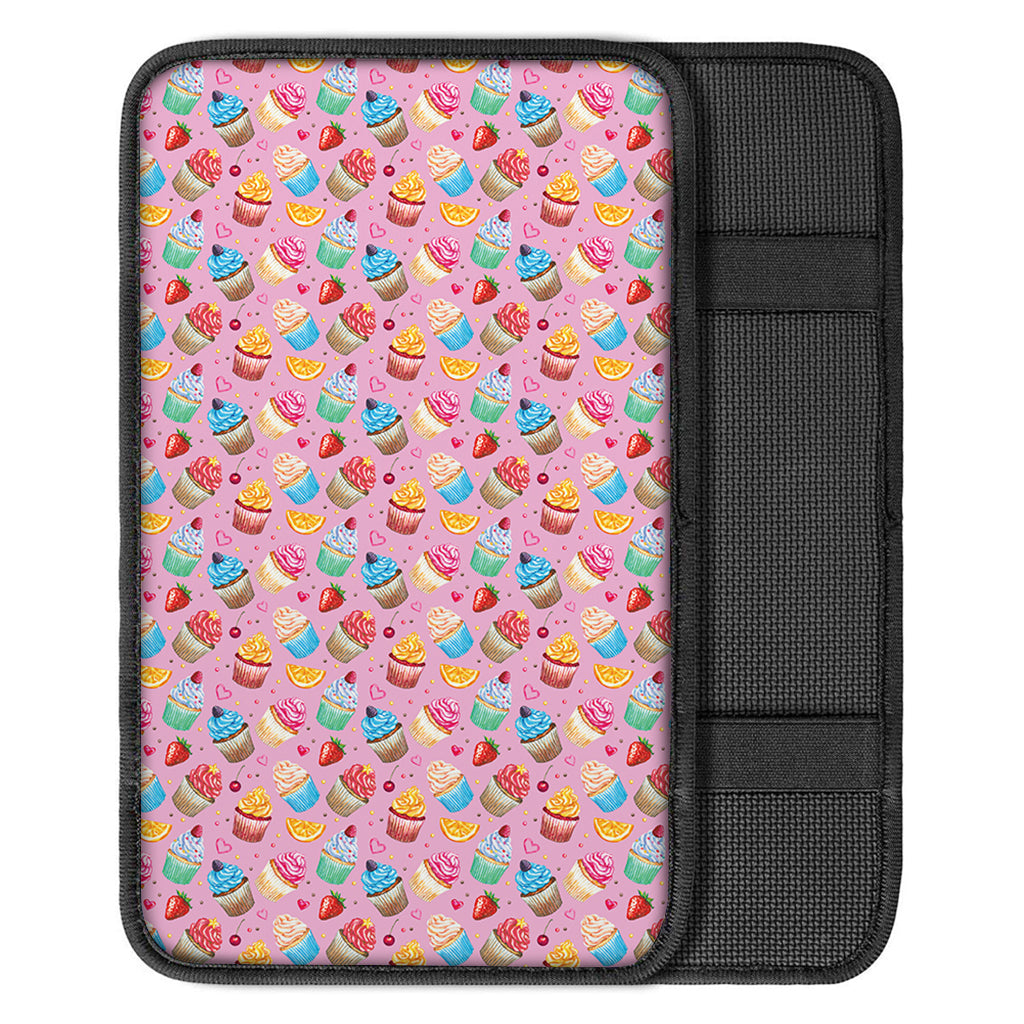 Watercolor Cupcake Pattern Print Car Center Console Cover