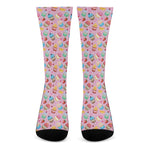 Watercolor Cupcake Pattern Print Crew Socks