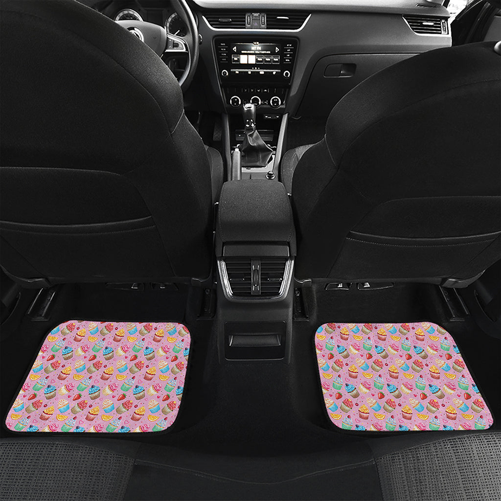 Watercolor Cupcake Pattern Print Front and Back Car Floor Mats