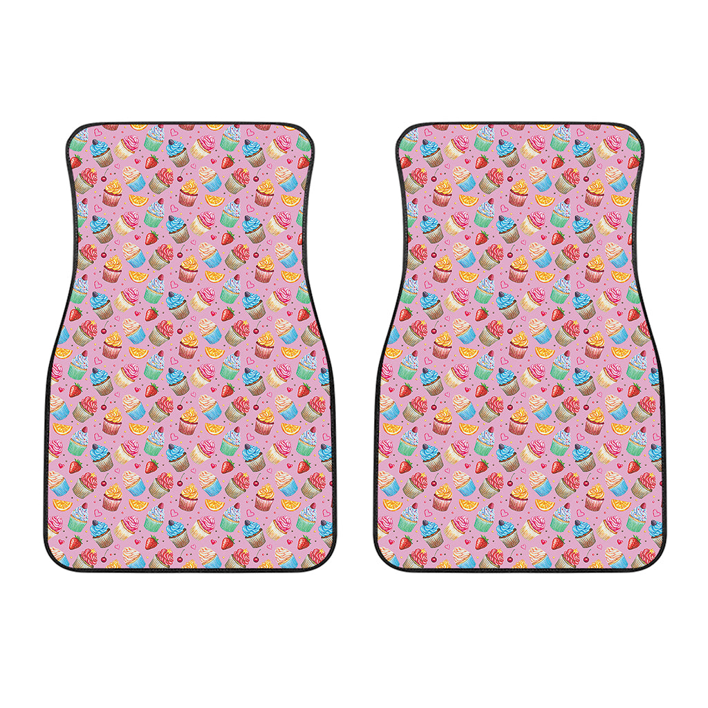 Watercolor Cupcake Pattern Print Front Car Floor Mats