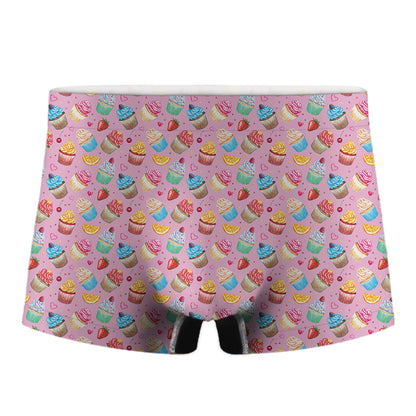 Watercolor Cupcake Pattern Print Men's Boxer Briefs