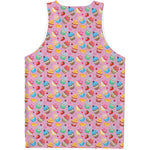Watercolor Cupcake Pattern Print Men's Tank Top