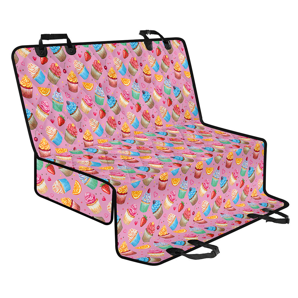 Watercolor Cupcake Pattern Print Pet Car Back Seat Cover