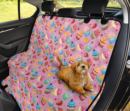 Watercolor Cupcake Pattern Print Pet Car Back Seat Cover