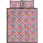 Watercolor Cupcake Pattern Print Quilt Bed Set