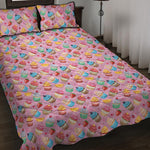 Watercolor Cupcake Pattern Print Quilt Bed Set