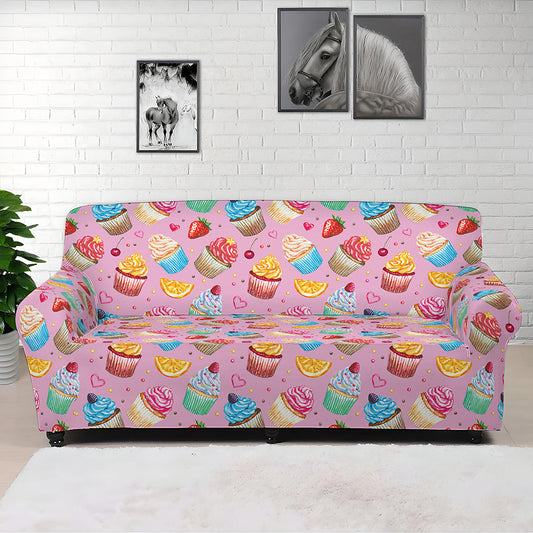 Watercolor Cupcake Pattern Print Sofa Cover
