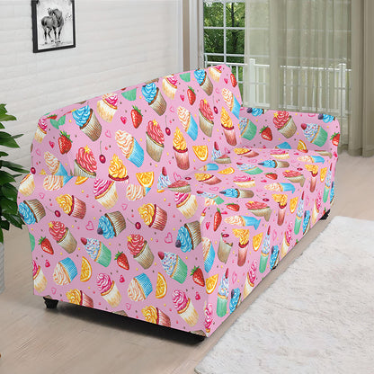 Watercolor Cupcake Pattern Print Sofa Cover
