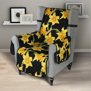 Watercolor Daffodil Flower Pattern Print Armchair Protector