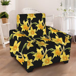Watercolor Daffodil Flower Pattern Print Armchair Slipcover