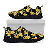 Watercolor Daffodil Flower Pattern Print Black Sneakers