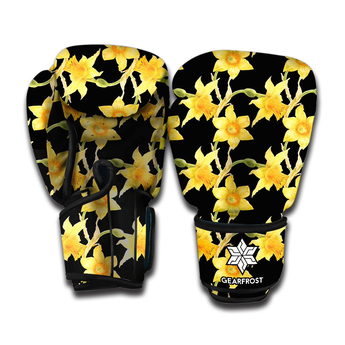 Watercolor Daffodil Flower Pattern Print Boxing Gloves