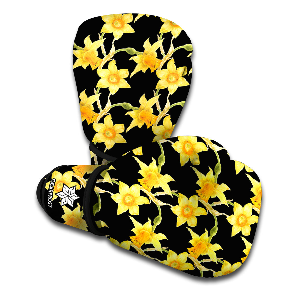 Watercolor Daffodil Flower Pattern Print Boxing Gloves
