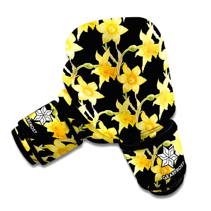 Watercolor Daffodil Flower Pattern Print Boxing Gloves
