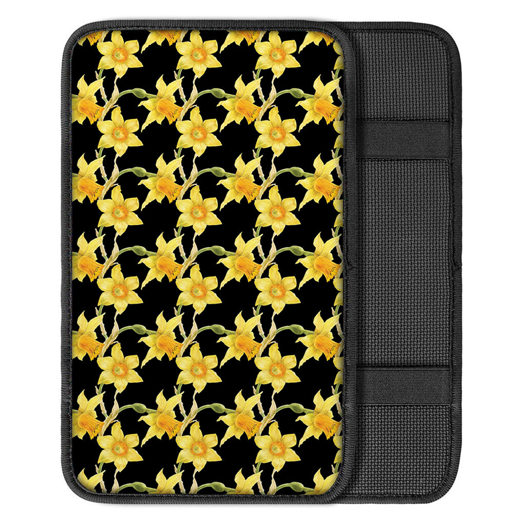 Watercolor Daffodil Flower Pattern Print Car Center Console Cover