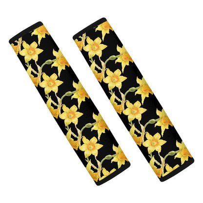 Watercolor Daffodil Flower Pattern Print Car Seat Belt Covers