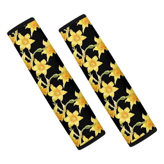 Watercolor Daffodil Flower Pattern Print Car Seat Belt Covers