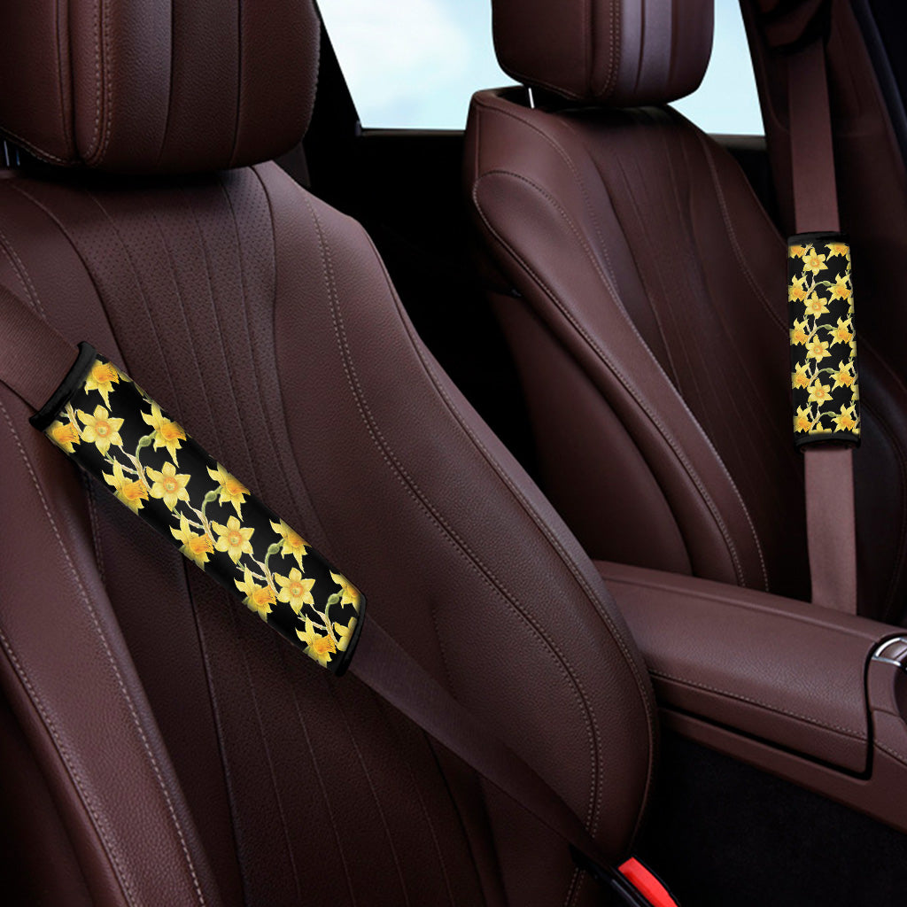 Watercolor Daffodil Flower Pattern Print Car Seat Belt Covers