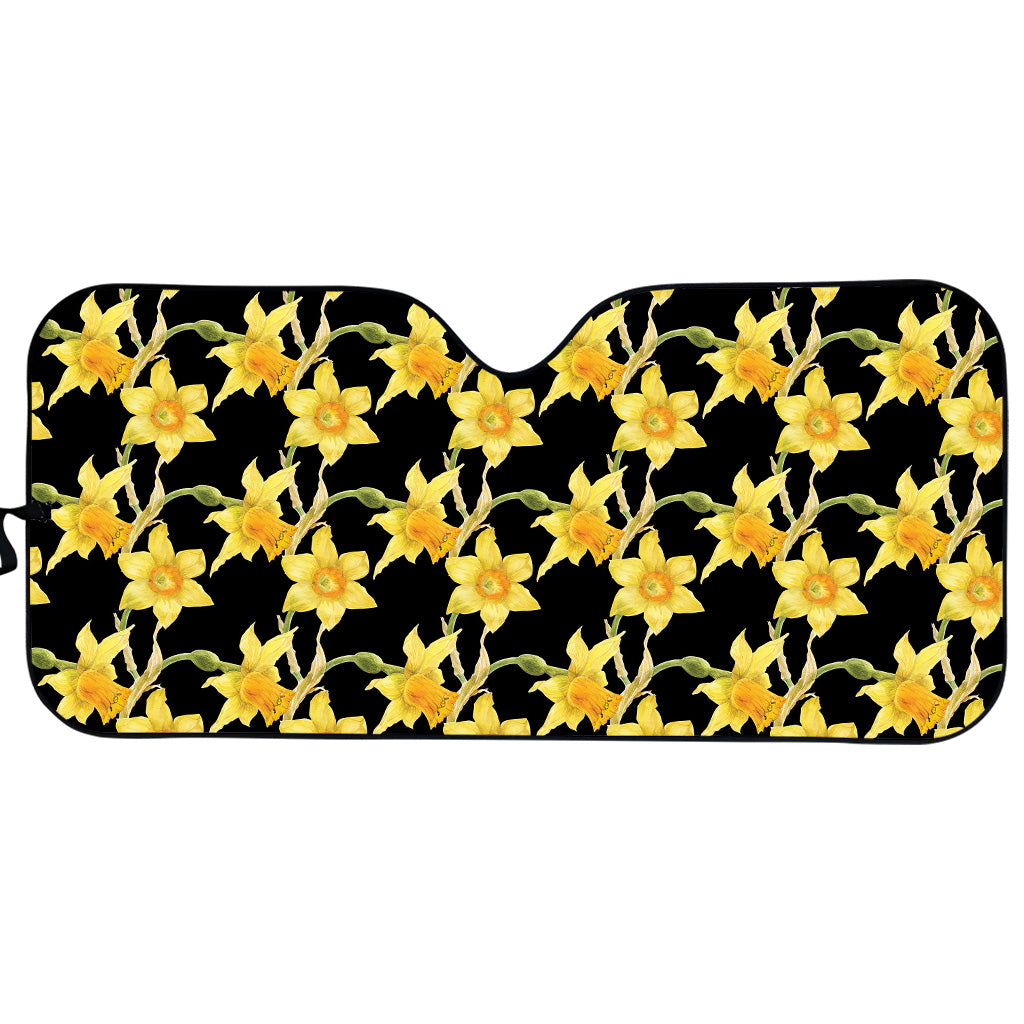 Watercolor Daffodil Flower Pattern Print Car Sun Shade