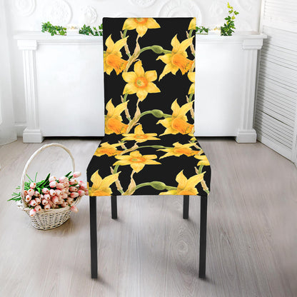 Watercolor Daffodil Flower Pattern Print Dining Chair Slipcover