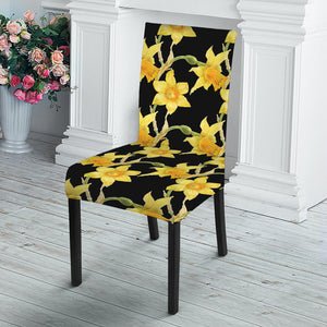 Watercolor Daffodil Flower Pattern Print Dining Chair Slipcover