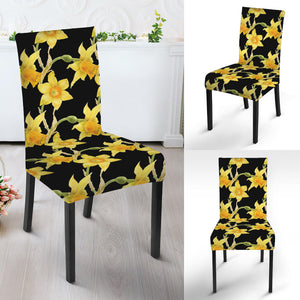 Watercolor Daffodil Flower Pattern Print Dining Chair Slipcover