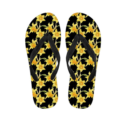 Watercolor Daffodil Flower Pattern Print Flip Flops