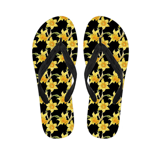 Watercolor Daffodil Flower Pattern Print Flip Flops
