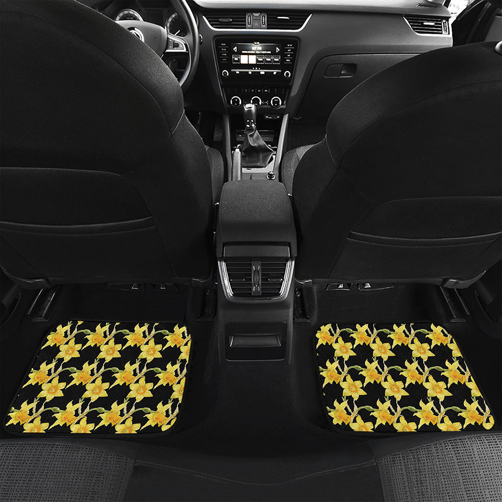 Watercolor Daffodil Flower Pattern Print Front and Back Car Floor Mats