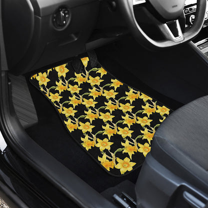 Watercolor Daffodil Flower Pattern Print Front and Back Car Floor Mats