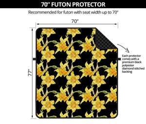 Watercolor Daffodil Flower Pattern Print Futon Protector