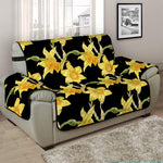 Watercolor Daffodil Flower Pattern Print Half Sofa Protector