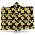 Watercolor Daffodil Flower Pattern Print Hooded Blanket