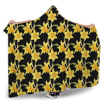 Watercolor Daffodil Flower Pattern Print Hooded Blanket