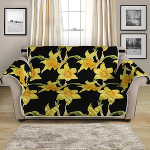 Watercolor Daffodil Flower Pattern Print Loveseat Protector