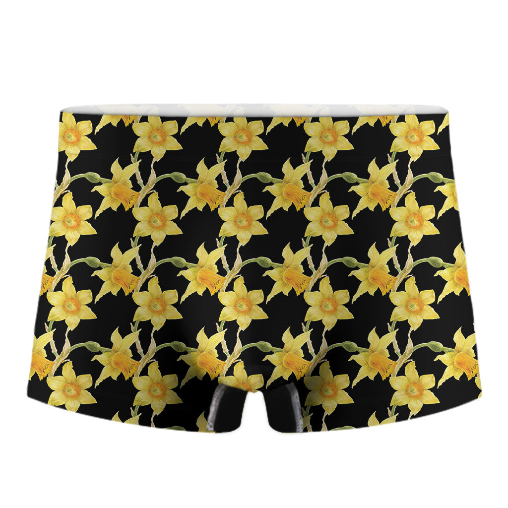 Watercolor Daffodil Flower Pattern Print Men's Boxer Briefs