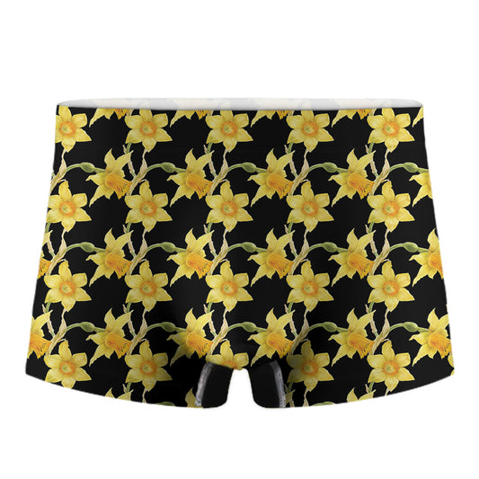 Watercolor Daffodil Flower Pattern Print Men's Boxer Briefs