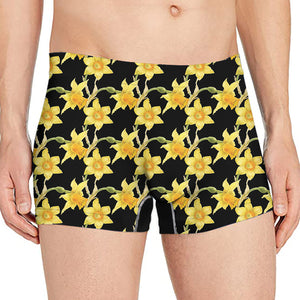 Watercolor Daffodil Flower Pattern Print Men's Boxer Briefs