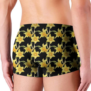Watercolor Daffodil Flower Pattern Print Men's Boxer Briefs