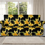Watercolor Daffodil Flower Pattern Print Oversized Sofa Protector