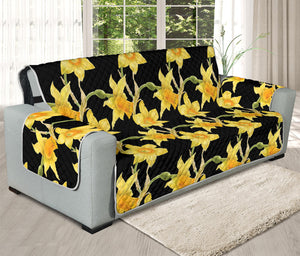 Watercolor Daffodil Flower Pattern Print Oversized Sofa Protector
