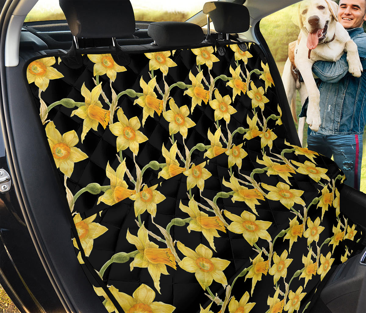 Watercolor Daffodil Flower Pattern Print Pet Car Back Seat Cover