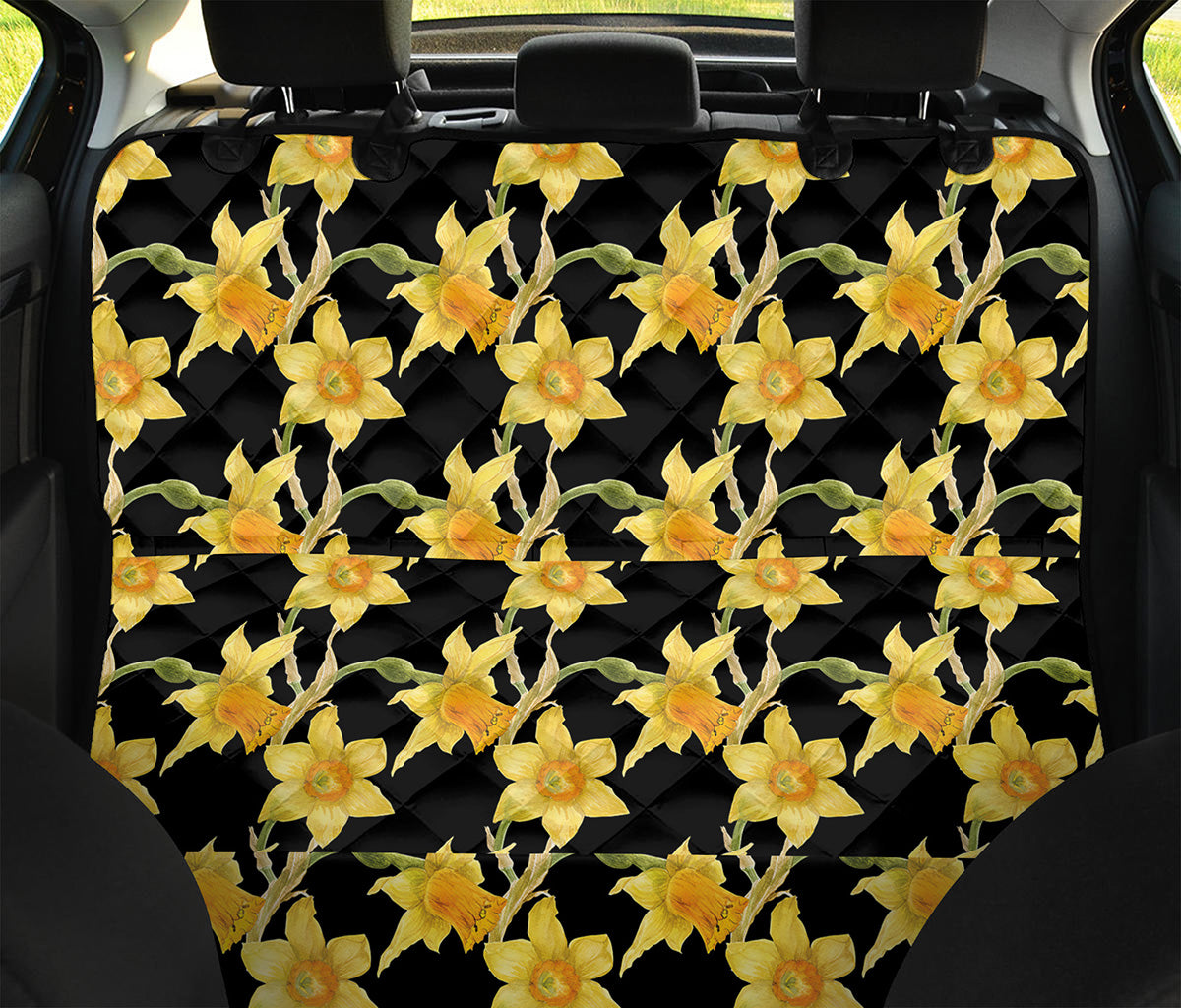 Watercolor Daffodil Flower Pattern Print Pet Car Back Seat Cover