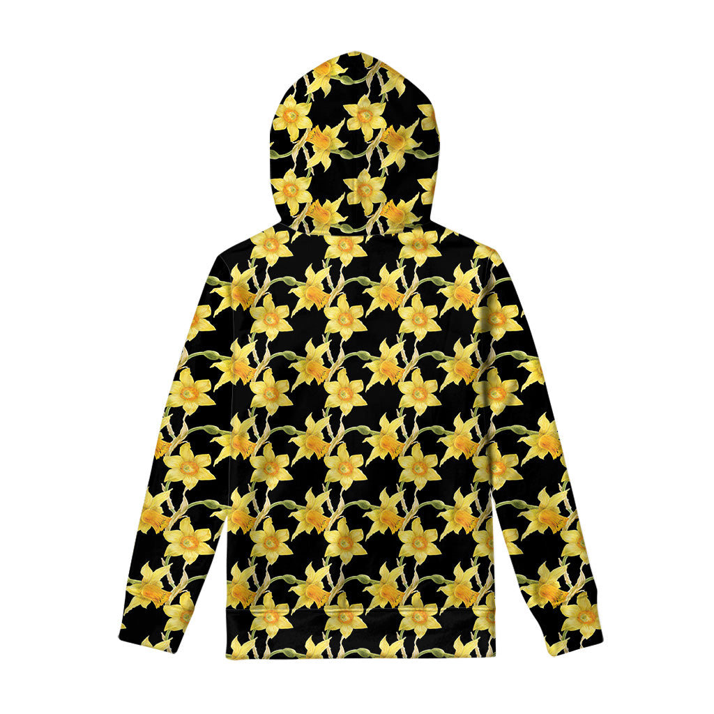 Watercolor Daffodil Flower Pattern Print Pullover Hoodie