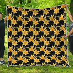 Watercolor Daffodil Flower Pattern Print Quilt
