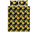 Watercolor Daffodil Flower Pattern Print Quilt Bed Set