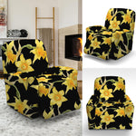 Watercolor Daffodil Flower Pattern Print Recliner Slipcover
