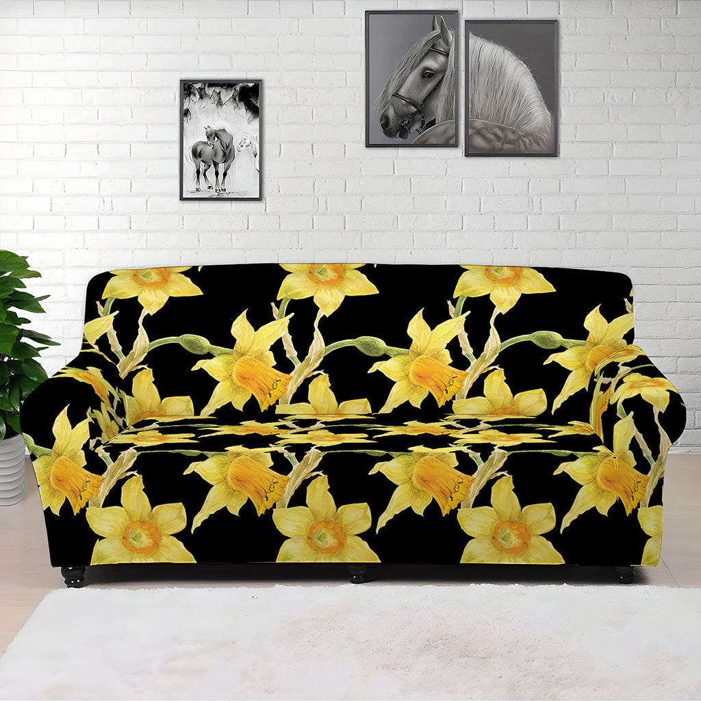 Watercolor Daffodil Flower Pattern Print Sofa Cover